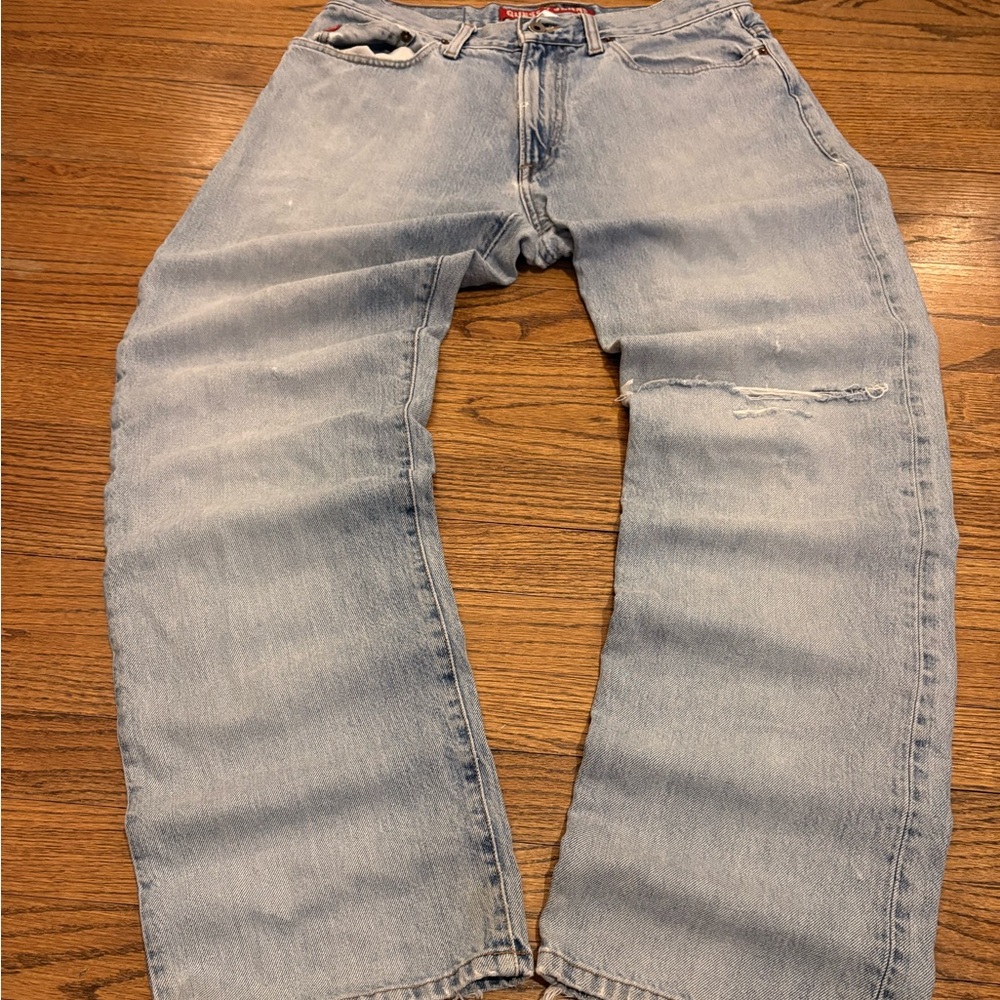Guess Men's Faded Blue Relaxed Jeans